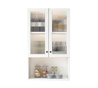 HJZALMI Pensile da Cucina con Ante, Mobiletti A Parete, Espositore da Parete con Anta in Vetro, Mobiletti da Bagno per Soggiorno, Studio, Balcone(Bianco,60x97x30cm)