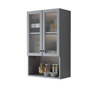 HJZALMI Pensile da Cucina con Ante, Mobiletti A Parete, Espositore da Parete con Anta in Vetro, Mobiletti da Bagno per Soggiorno, Studio, Balcone(Grey,60x97x30cm)
