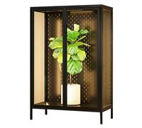 HJZALMI Vetrina in Vetro Luci A LED, Espositore Piante, Supporto Piante in Metallo, Scaffale Coltivazione in Serra Interni, Soggiorno, Patio, Balcone, Giardino