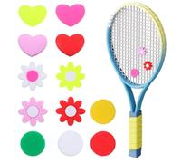 HJZHII 12 smorzatori per racchette da tennis, in silicone, antivibrazioni a forma di cuore, fiore e forma rotonda, accessori per racchette da tennis carini
