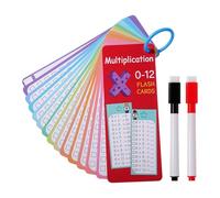 HJZHII 15 flashcard di moltiplicazione 0-12 con 2 pennarelli cancellabili a secco 1 anello, schede flash per tabellina, matematica, tabellino, schede flash educative, per aule e casa