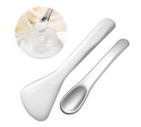 HJZHII 2 spatole cosmetiche, spatole cosmetiche, in acciaio inox, spatole cosmetiche, mini cucchiaio, spatola, crema per gli occhi, applicatore, maschera per la cura della pelle, pala per mescolare