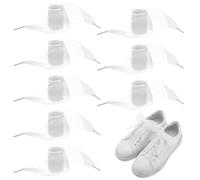 HJZHII 4 paia di lacci per scarpe a nastro, 120 cm di filato di neve, lacci per scarpe da ginnastica piatti e morbidi in raso per donna (bianco)