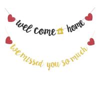 HJZHII Banner con scritta "Welcome Home We Missed You So Much", con scritta in lingua inglese "Welcome Home Welcome Home" (lingua italiana non garantita), decorazione per feste di ritorno, per