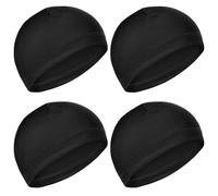 HJZHII Cappellino in seta per dormire, 4 pezzi, cappello da sonno, cappello da sonno, cappello da sonno, cappellino da uomo, in morbido cotone, elasticizzato, Nero , 30-70