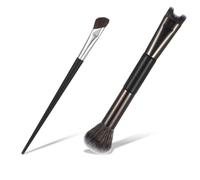 HJZHII Set di 2 pennelli per il contorno del naso, 2 in 1, a forma di U, per scolpire il naso, per scolpire il naso, inclinare angolare, blush, evidenziare le ossa delle guance, trucco professionale