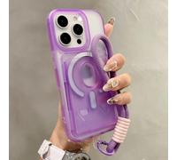 HJZSZX Custodia a portafoglio magnetica con cinturino da polso e cordino per iPhone 16 ProMax Candy Clear Slot Card Holder (per iPhone 16 ProMax/4)