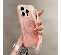 HJZSZX Custodia a portafoglio magnetica con cinturino da polso e cordino per iPhone 16 ProMax Candy Clear Slot Card Holder (per iPhone 16 ProMax/3)