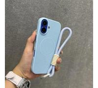 HJZSZX Custodia di ricarica wireless magnetica in rete per iPhone 15 di lusso con cordino, dissipazione del calore, traspirante, per PC (per iPhone 15/Far Peak Blue)