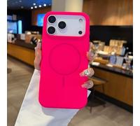 HJZSZX Custodia magnetica in silicone liquido per iPhone 16 con ricarica wireless e custodia morbida (per iPhone 16/Firefly Rose)