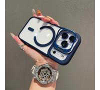 HJZSZX Per iPhone 16 ProMax, pellicola trasparente per obiettivo, custodia magnetica pieghevole per telefono (per iPhone 16 ProMax/blu navy)