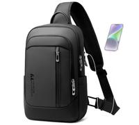 hk Borsa a Tracolla da Uomo Resistente all'acqua, per Tablet y iPad 11,3" | Zaino Monospalla Uomo Antifurto con Porta USB A&C, Borsello Uomo Leggera per Viaggi Lavoro Escursionismo e Ciclismo, 9L Nero