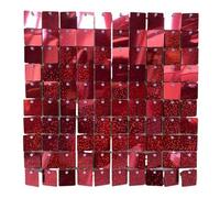 HKABCXT Paillettes Shimmer Wall Sfondo 6/18/24 Pezzi Pannelli di Paillettes Quadrati 3D Fondali for Ufficio Domestico Matrimonio Compleanno Festa Sfondo Lucido Decorazione 30x30 cm(Laser Red,24 PCS)