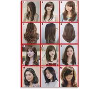 HKAHF AJWUQ Acconciatura da Donna Poster Capelli di Media Lunghezza Arte della Parete Stampe per Capelli Moderna Pittura su Tela per Barbiere Decorazione della Camera Immagine 50x70cmx1 Senza Cornice