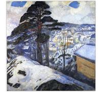 HKAHF AJWUQ Celebri manifesti della Mostra di Edvard Munch 《Snow Scene》 Stampe astratte da Parete Edvard Munch Quadro su Tela per l'arredamento della casa 55x55cmx1 Senza Cornice