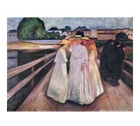 HKAHF AJWUQ Edvard Munch Poster《Le Signore sul Ponte》Stampe d'Arte murali Barbarie Pittura su Tela Quadro Nordico per l'arredamento del Soggiorno 50x30cmx1 Senza Cornice