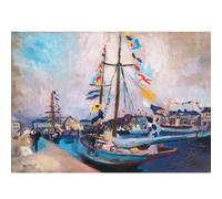 HKAHF AJWUQ Famosa arte murale di Raoul Dufy《Gara di yacht》Poster della mostra Stampa retrò Raoul Dufy Dipinto su tela per l'arredamento del soggiorno Immagine 60x40cm NO Cornice