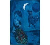 HKAHF AJWUQ Famosi Poster di Marc Chagall《Blue Moon》Arte della Parete Marc Chagall Dipinti su Tela Stampe retrò per la Decorazione della Stanza Immagine 40x60cmx1 Senza Cornice