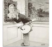 HKAHF AJWUQ Famosi Poster di Norman Rockwell《Il museo》 Arte della Parete Retro Mostra Pittura su Tela Norman Rockwell Stampe per la Decorazione Domestica Immagine 15x15cmx1 Senza Cornice