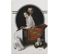 HKAHF AJWUQ Famosi Poster di Norman Rockwell《Sabato Sera》Arte della Parete Pittura su Tela retrò Stampe di Norman Rockwell per L'Immagine di Home Decor 60x80cmx1 Senza Cornice