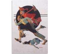 HKAHF AJWUQ Famosi Poster di Norman Rockwell《Vigili del Fuoco》Arte della Parete Retro Mostra Pittura su Tela Norman Rockwell Stampe per la Decorazione Domestica Immagine 60x90cmx1 Senza Cornice