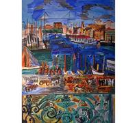 HKAHF AJWUQ Famosi Poster di Raoul Dufy Porto di Marsiglia Wall Art Pittura su Tela Astratta Stampe ad Acquerello per Soggiorno Home Decor Immagini 30x40cm Senza Cornice