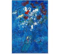 HKAHF AJWUQ Famoso Poster della Mostra di Marc Chagall《Bouquet Blu》Arte della Parete Marc Chagall Dipinti su Tela Stampe retrò per L'Immagine Decorativa della Camera 30x40cmx1 Senza Cornice