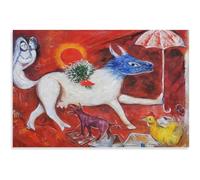 HKAHF AJWUQ Famoso Poster della Mostra di Marc Chagall《Mucca da Latte》Arte della Parete Marc Chagall Dipinti su Tela Stampe retrò per L'Immagine Decorativa della Camera 30x20cmx1 Senza Cornice