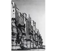 HKAHF AJWUQ Famoso Poster di M.C. Escher《L'edificio》Arte della Parete della Mostra M.C. Escher Dipinti su Tela Stampe retrò per L'Immagine Decorativa della Stanza 30x40cmx1 Senza Cornice