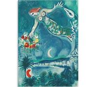 HKAHF AJWUQ Famoso Poster di Marc Chagall 《Sirena e Pesce》 Arte della Parete Marc Chagall Dipinti su Tela Stampe retrò per la Decorazione della Stanza Immagine 60x80cmx1 Senza Cornice