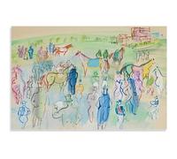 HKAHF AJWUQ Famoso Poster di Raoul Dufy 《Cavalli e corridori》Arte della Parete Peter Pittura su Tela Moderna Stampe astratte per L'Immagine dell'arredamento del Soggiorno 80x60cmx1 Senza Cornice