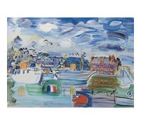 HKAHF AJWUQ Famoso Raoul Dufy Poster Città Porto Arte della Parete Astratta Pittura su Tela Stampe Ad Acquerello per Soggiorno Home Decor Immagini 80x60cm Senza Cornice
