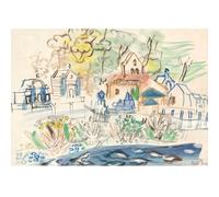 HKAHF AJWUQ Famoso Raoul Dufy Poster Vista Villaggio Arte della Parete Arte Astratta su Tela Pittura Stampe Ad Acquerello per Soggiorno Home Decor Immagini 90x60cm Senza Cornice