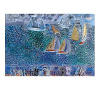 HKAHF AJWUQ Famoso Raoul Dufy Wall Art Poster astratti Camminando in riva al mare Tela Pittura Raoul Dufy Stampe Home Living Room Decor Picture 50x70cmx1 No Frame