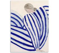 HKAHF AJWUQ Famoso Sofia Lind Poster 《Ragazza a Strisce Blu》Arte della Parete Pittura su Tela Moderna Blu Stampe astratte per L'Immagine di Decorazione del Soggiorno 15x20cmx1 Senza Cornice
