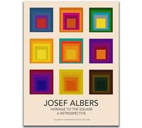 HKAHF AJWUQ Josef Albers Poster Piazze Colorate Arte della Parete Josef Albers Stampe Josef Albers Tela Pittura Nordic Picture per Soggiorno Decor 50x70cmx1 No Frame
