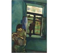 HKAHF AJWUQ Marc Chagall Poster《Bella E Lda dalla Finestra》Arte della Parete Marc Chagall Dipinti su Tela Stampe retrò per Decorazione della Camera Immagine 60x90cmx1 Senza Cornice