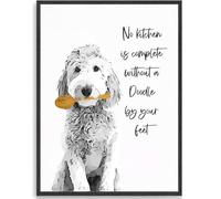 HKAHF AJWUQ Nessuna Cucina è Completa Poster 《Cane Animale》 Pittura su Tela di Arte della Parete Stampe astratte per la Decorazione della Cucina Vivente Immagine 15x20cmx1 Senza Cornice