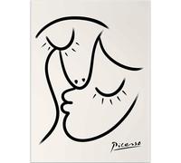 HKAHF AJWUQ Pablo Picasso Poster 《Il Bacio》Mostra Wall Art Pablo Picasso Dipinti su Tela Stampe retrò per la Decorazione della Stanza Immagine 50x40cmx1 Senza Cornice
