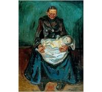 HKAHF AJWUQ Poster di Edvard Munch, stampa artistica da parete con donna con bambino malato, stampa artistica da parete con barbarie, quadro nordico, decorazione per soggiorno, 20 x 30 cm, senza