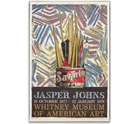 HKAHF AJWUQ Poster di Jasper Johns 《Whitney Museum of American Art》Arte della Parete Stampe Jasper Johns Pittura su Tela Moderna per L'Immagine dell'arredamento del Soggiorno 20x30cm Senza Cornice