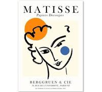 HKAHF AJWUQ Poster Famosi di Henri Matisse《Papiers Decoupes》Arte della Parete Henri Matisse Dipinti su Tela Stampe retrò per la Decorazione della Stanza Immagine 30x40cmx1 Senza Cornice