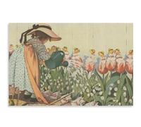 HKAHF AJWUQ Poster Famoso di Maria 《Innaffiare Fiori》 Mostra Arte della Parete Ivan Shishkin Dipinti su Tela Stampe retrò per Decorazione della Camera Immagine 50x40cmx1 Senza Cornice