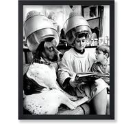 HKAHF AJWUQ Poster Salone di Bellezza Cane Nero Esposizione Arte della Parete Madre E Figlio Stampe Moderna Pittura su Tela per Barber Shop Room Decor Picture 60x80cmx1 No Frame