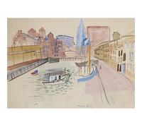 HKAHF AJWUQ Raoul Dufy Manifesti Della Mostra Arte Della Parete Astratta Raoul Dufy Pittura Su Tela 《Boston Pier》 Stampe Per La Casa Soggiorno Decor Immagine 15x20cmx1 No Frame