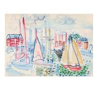 HKAHF AJWUQ Raoul Dufy Poster Barche A Vela nel Porto Esposizione Wall Art Fauvismo Tela Pittura Raoul Dufy Stampe per Home Decor Immagini 90X60cmX1 No Frame