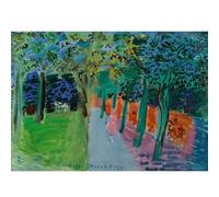 HKAHF AJWUQ Raoul Dufy Poster Camminare nel Parco Mostra Arte della Parete Fauvismo Tela Pittura Raoul Dufy Stampe per Home Decor Immagini 90X60cmX1 Senza Cornice