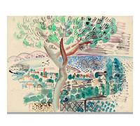 HKAHF AJWUQ Raoul Dufy Poster 《sotto Il Grande Albero》 Mostra Arte della Parete Divertente Pittore Pittura su Tela Stampe Moderne per la Decorazione Domestica Immagine 60x40cmx1 Senza Cornice