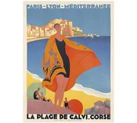 HKAHF AJWUQ Roger Broders Poster su Tela Donna sulla Spiaggia Arte della Parete Roger Broders Mostra Stampe Pittura Moderna per Home Decor Immagini 15x20cm Senza Cornice