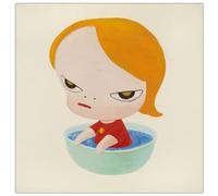 HKAHF AJWUQ Yoshitomo Nara Poster《La Tempesta》Arte Murale Yoshitomo Nara Stampe Yoshitomo Nara Tela di Canapa Pittura Pop Art Immagine per Home Decor 50x50cm Senza Cornice